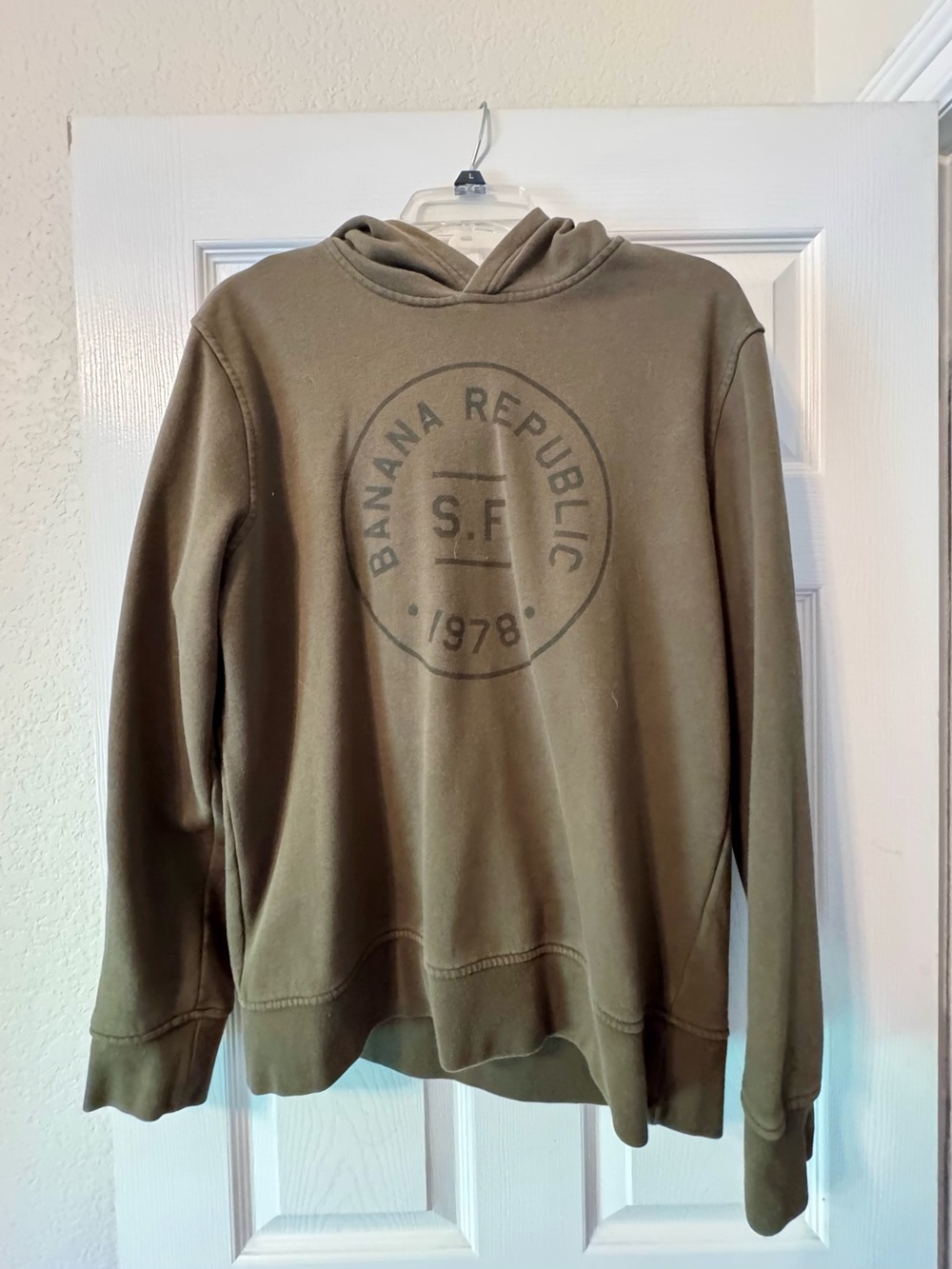 Banana Republic Dark Olive Hooded Logo Sweatshirt